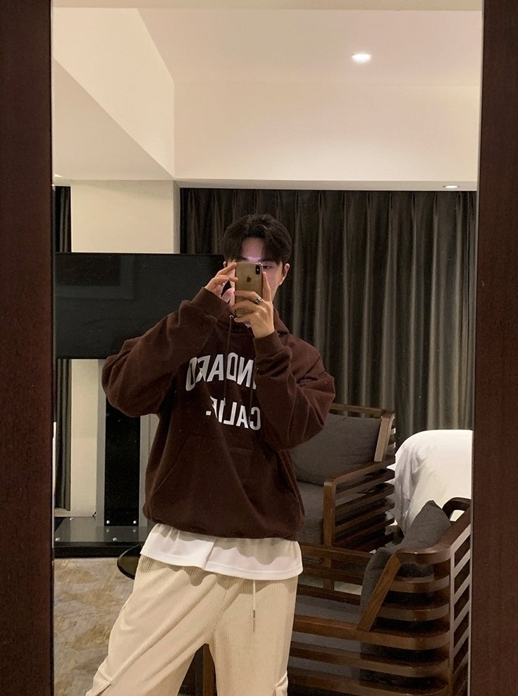 Vintage Letter Print Hooded Sweatshirt