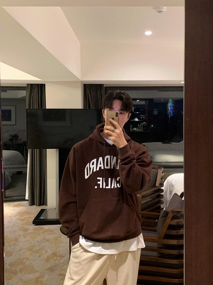 Vintage Letter Print Hooded Sweatshirt