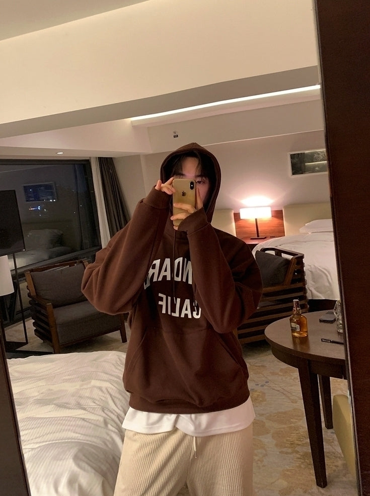 Vintage Letter Print Hooded Sweatshirt