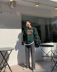 Vintage Letter Print Pullover Sweatshirt