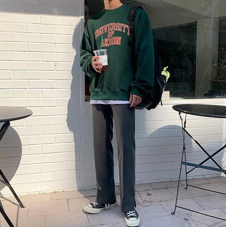 Vintage Letter Print Pullover Sweatshirt
