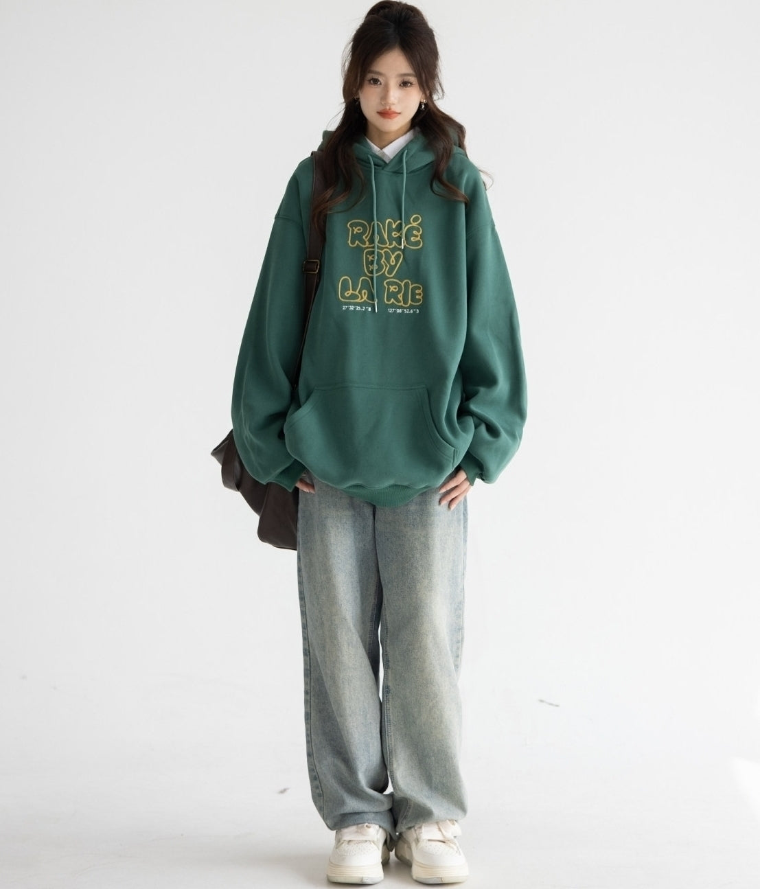 Vintage Letter Print Relaxed Hooded Sweatshirt Jacket