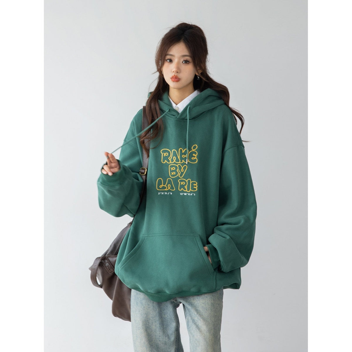 Vintage Letter Print Relaxed Hooded Sweatshirt Jacket