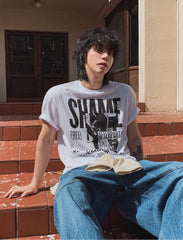 Vintage Letter Print Short Sleeve T Shirt