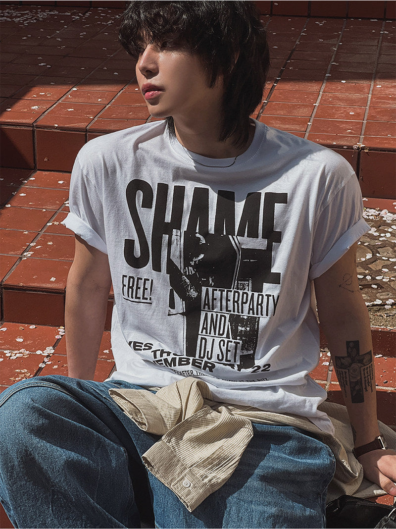 Vintage Letter Print Short Sleeve T Shirt