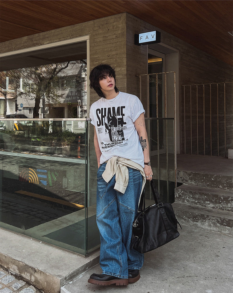 Vintage Letter Print Short Sleeve T Shirt