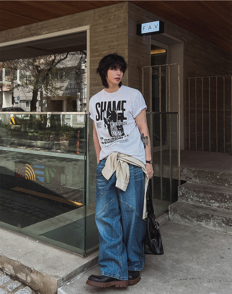 Vintage Letter Print Short Sleeve T Shirt