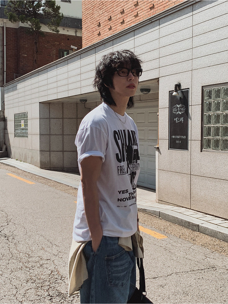 Vintage Letter Print Short Sleeve T Shirt