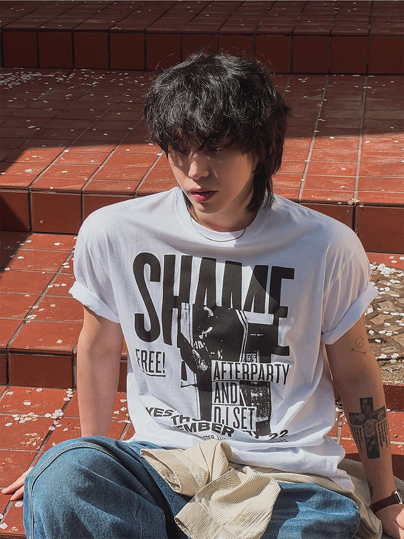 Vintage Letter Print Short Sleeve T Shirt