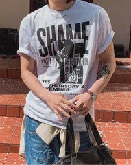 Vintage Letter Print Short Sleeve T Shirt