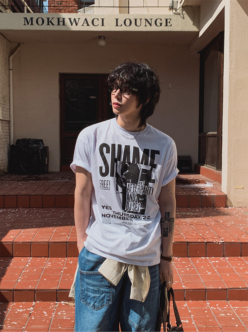 Vintage Letter Print Short Sleeve T Shirt