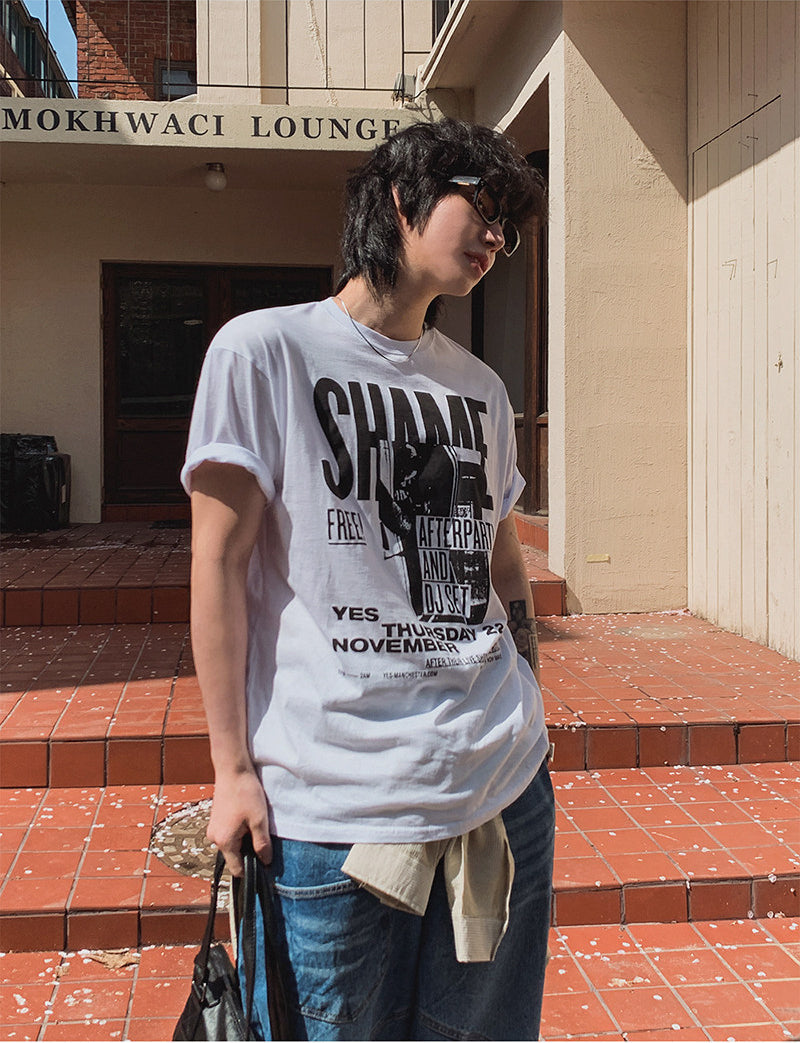Vintage Letter Print Short Sleeve T Shirt