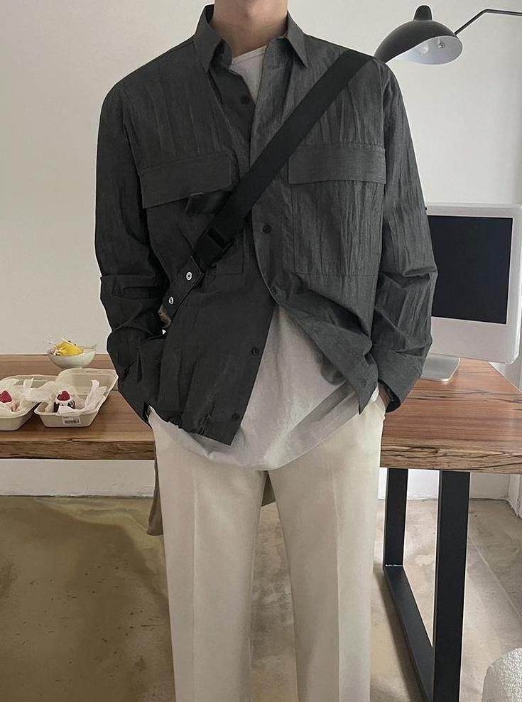 Vintage Linen Workwear Jacket Shirt