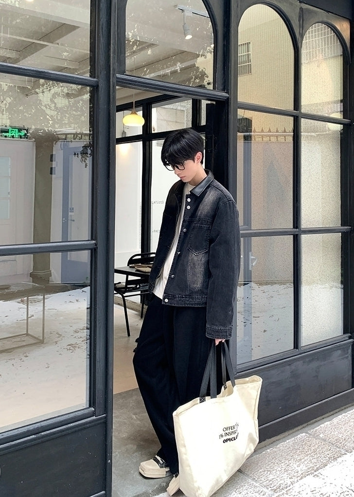 Vintage Loose Fit Denim Patchwork Collar Winter Jacket