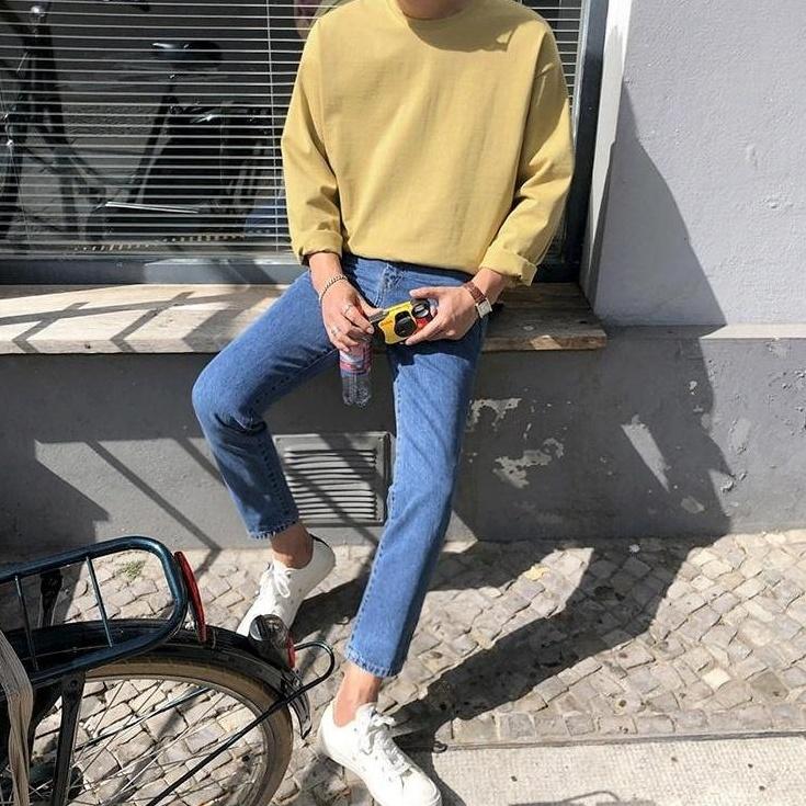 Vintage Loose Fit Denim Trousers Trendy Style