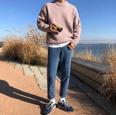 Vintage Loose Fit Denim Trousers Trendy Style