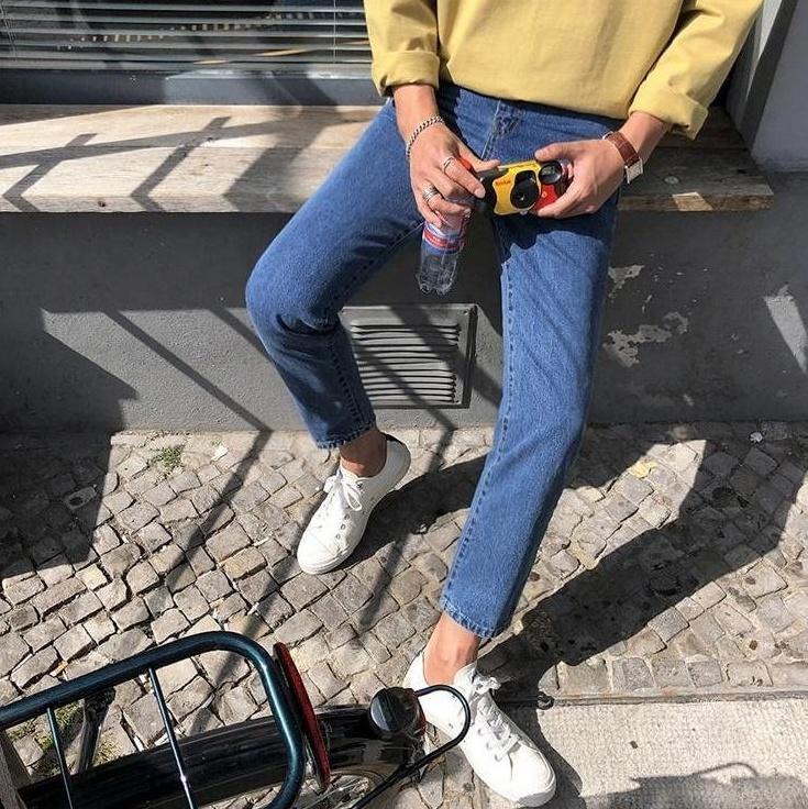 Vintage Loose Fit Denim Trousers Trendy Style