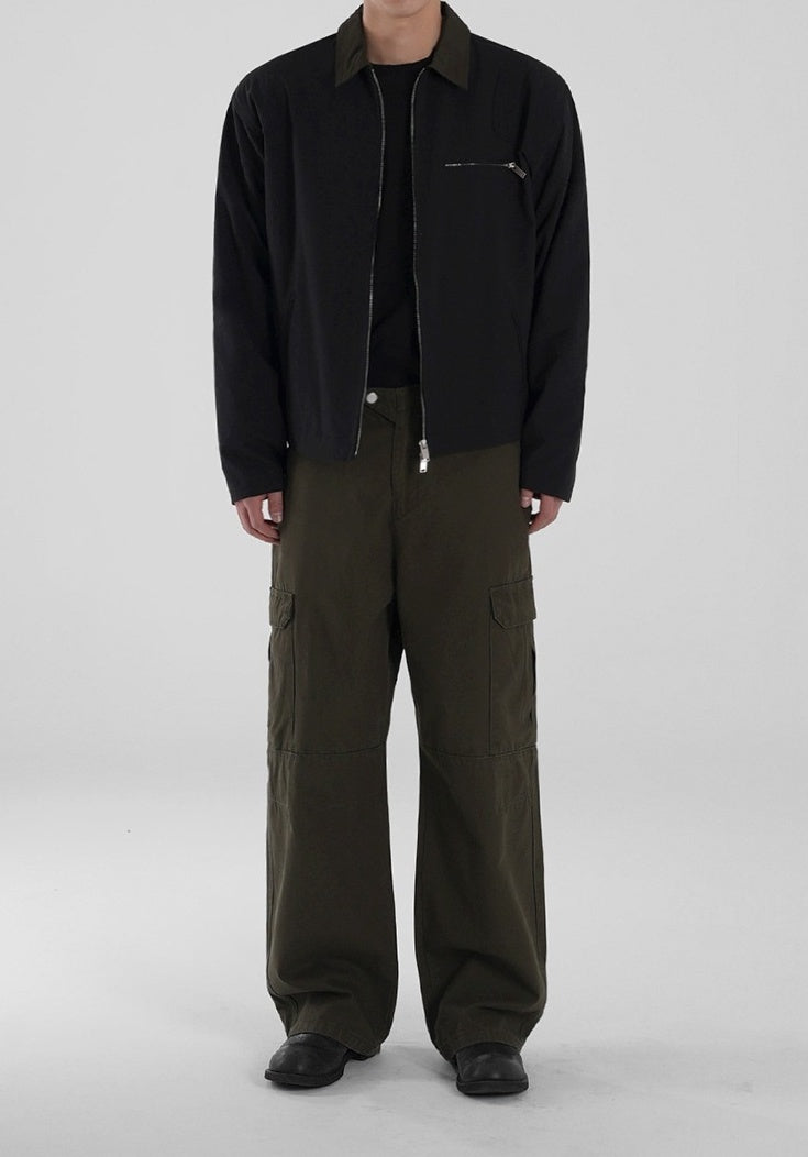 Vintage Loose Fit Utility Trousers Korean Style