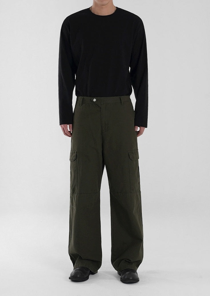 Vintage Loose Fit Utility Trousers Korean Style