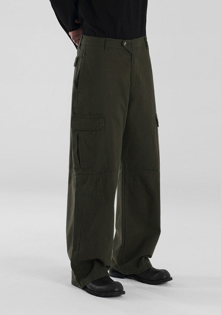 Vintage Loose Fit Utility Trousers Korean Style