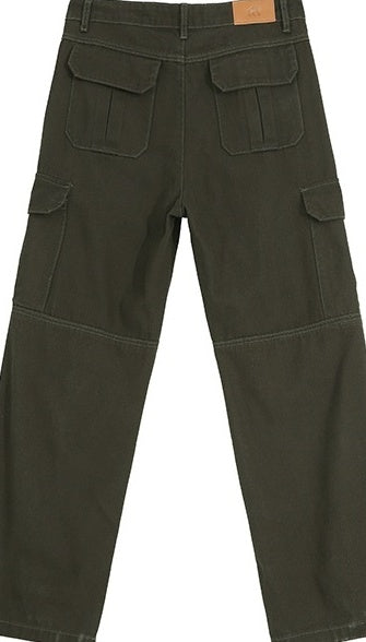 Vintage Loose Fit Utility Trousers Korean Style