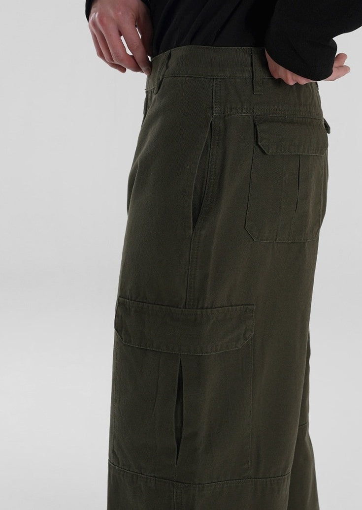 Vintage Loose Fit Utility Trousers Korean Style
