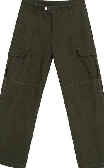 Vintage Loose Fit Utility Trousers Korean Style