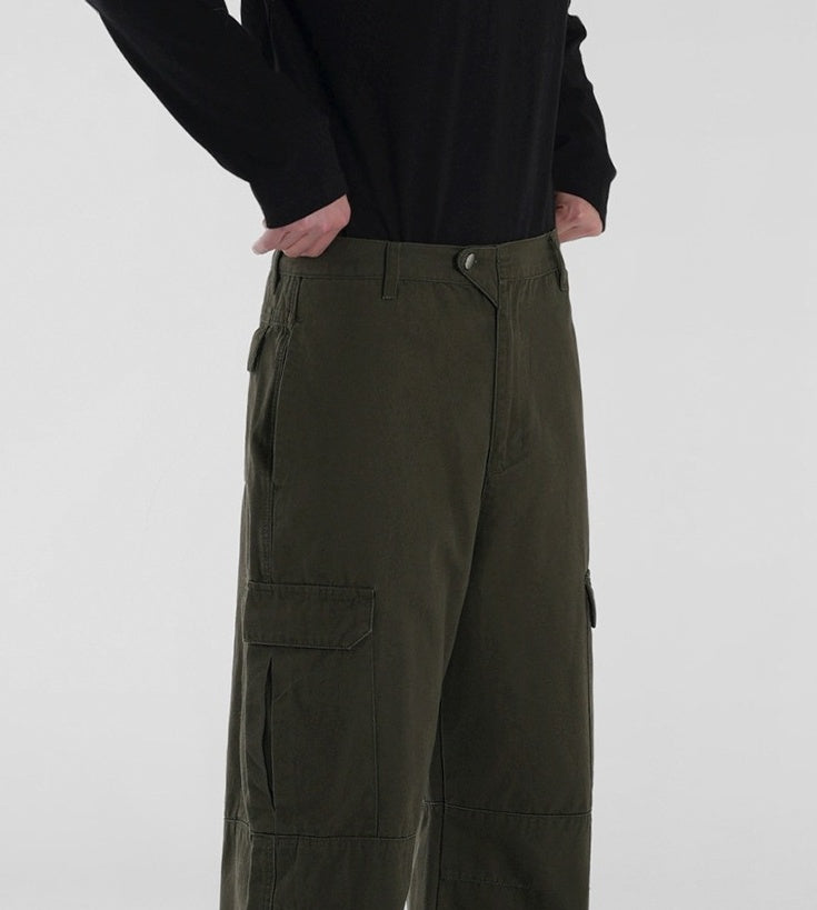 Vintage Loose Fit Utility Trousers Korean Style