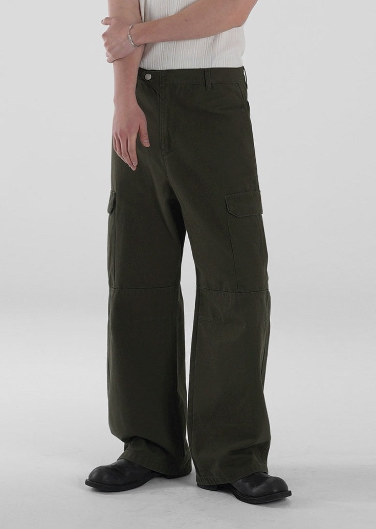 Vintage Loose Fit Utility Trousers Korean Style