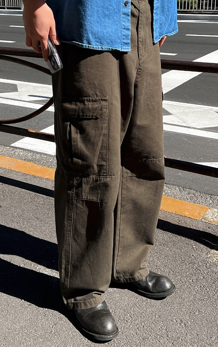 Vintage Loose Fit Utility Trousers Korean Style