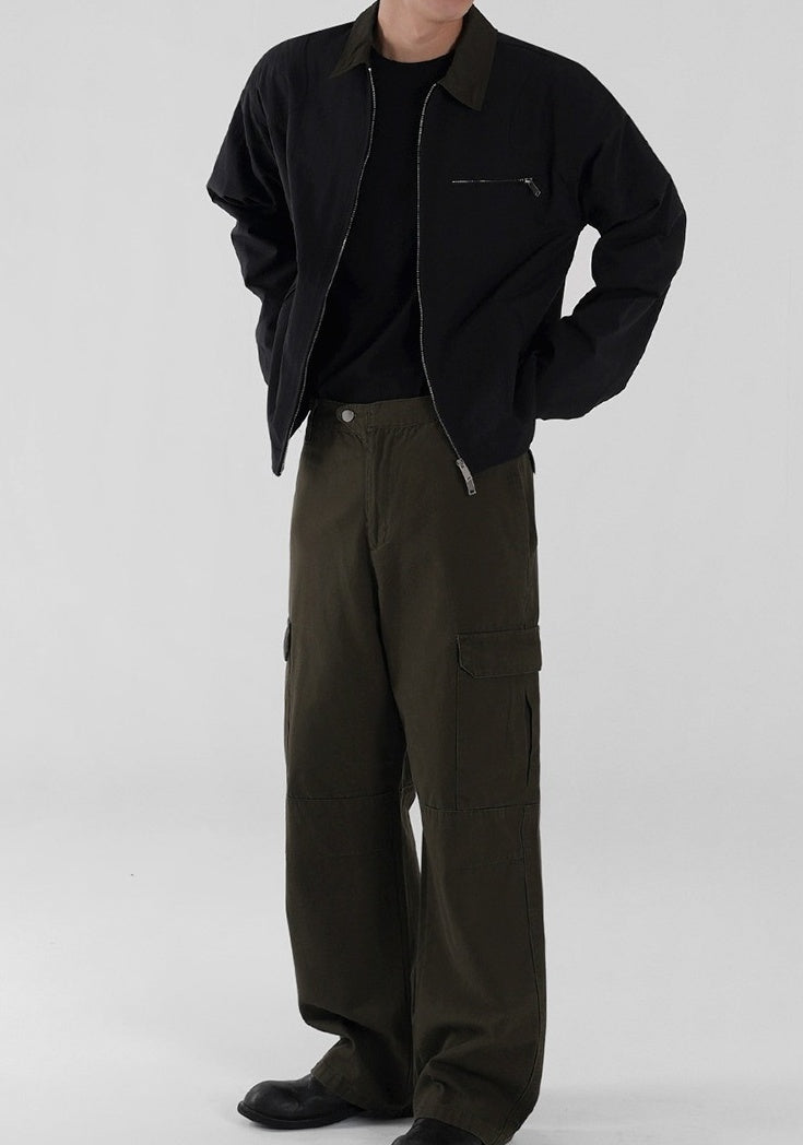 Vintage Loose Fit Utility Trousers Korean Style