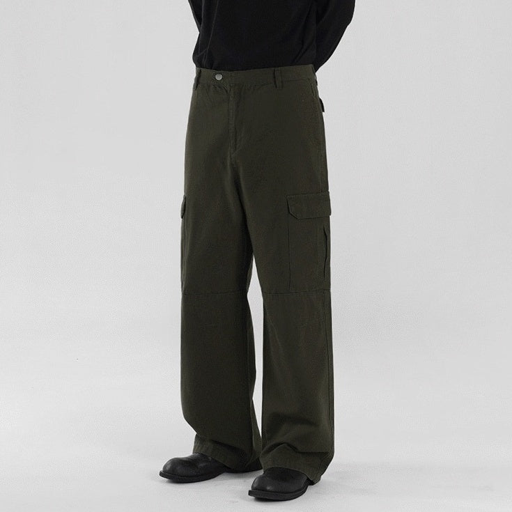 Vintage Loose Fit Utility Trousers Korean Style