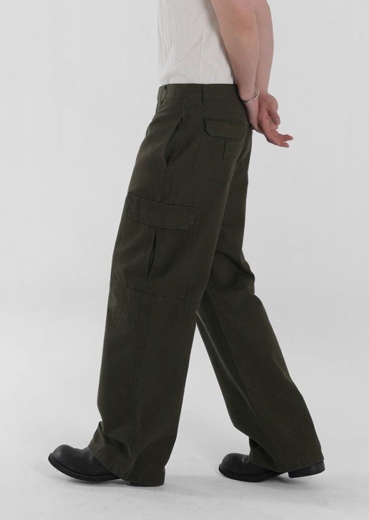 Vintage Loose Fit Utility Trousers Korean Style