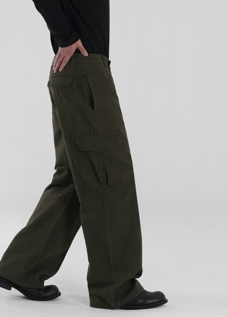 Vintage Loose Fit Utility Trousers Korean Style
