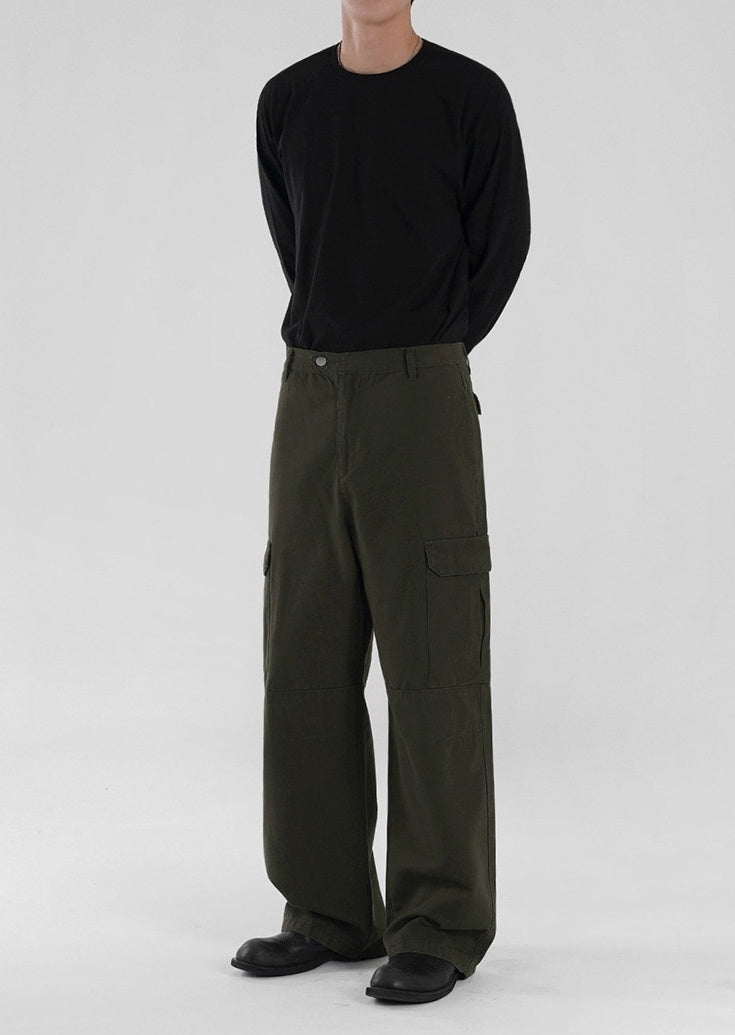 Vintage Loose Fit Utility Trousers Korean Style