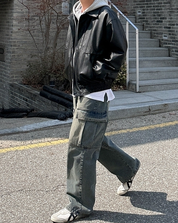Vintage Loose Fit Wide Leg Denim Work Pants