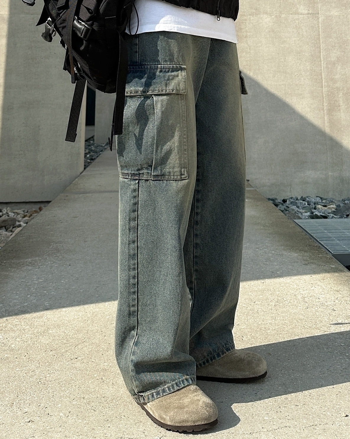 Vintage Loose Fit Wide Leg Denim Work Pants