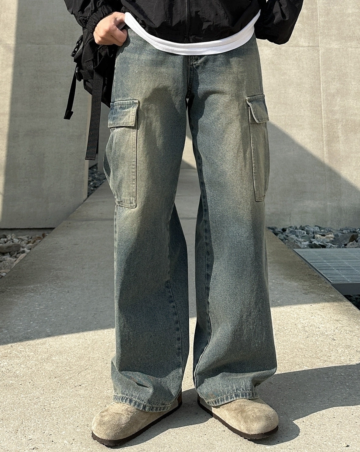 Vintage Loose Fit Wide Leg Denim Work Pants