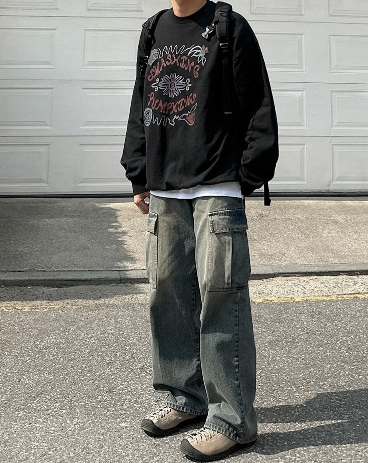 Vintage Loose Fit Wide Leg Denim Work Pants