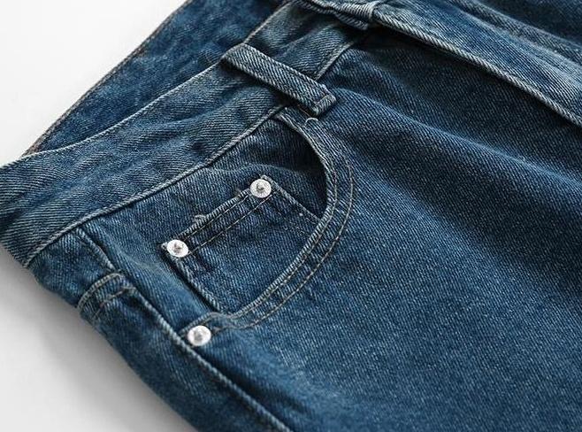 Vintage Loose Straight Blue Denim Workwear Pants