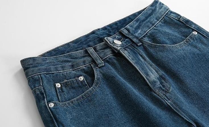 Vintage Loose Straight Blue Denim Workwear Pants