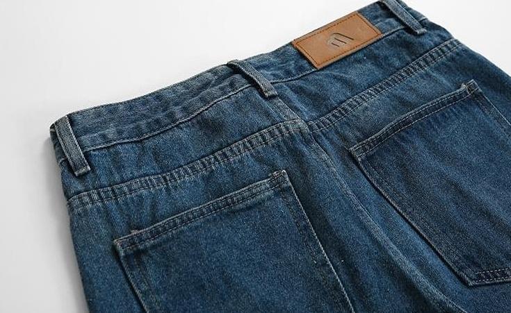 Vintage Loose Straight Blue Denim Workwear Pants