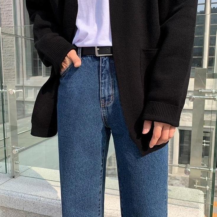Vintage Loose Straight Blue Denim Workwear Pants