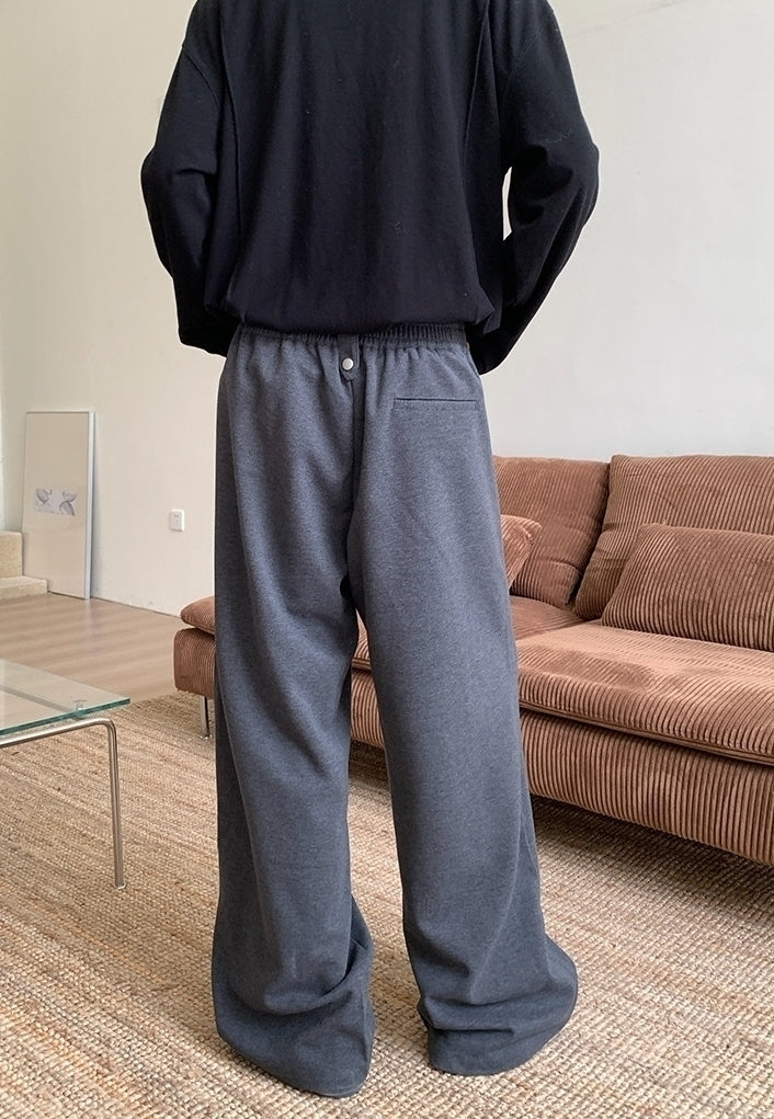 Vintage Metal Button Belted Relaxed Wide Leg Trousers