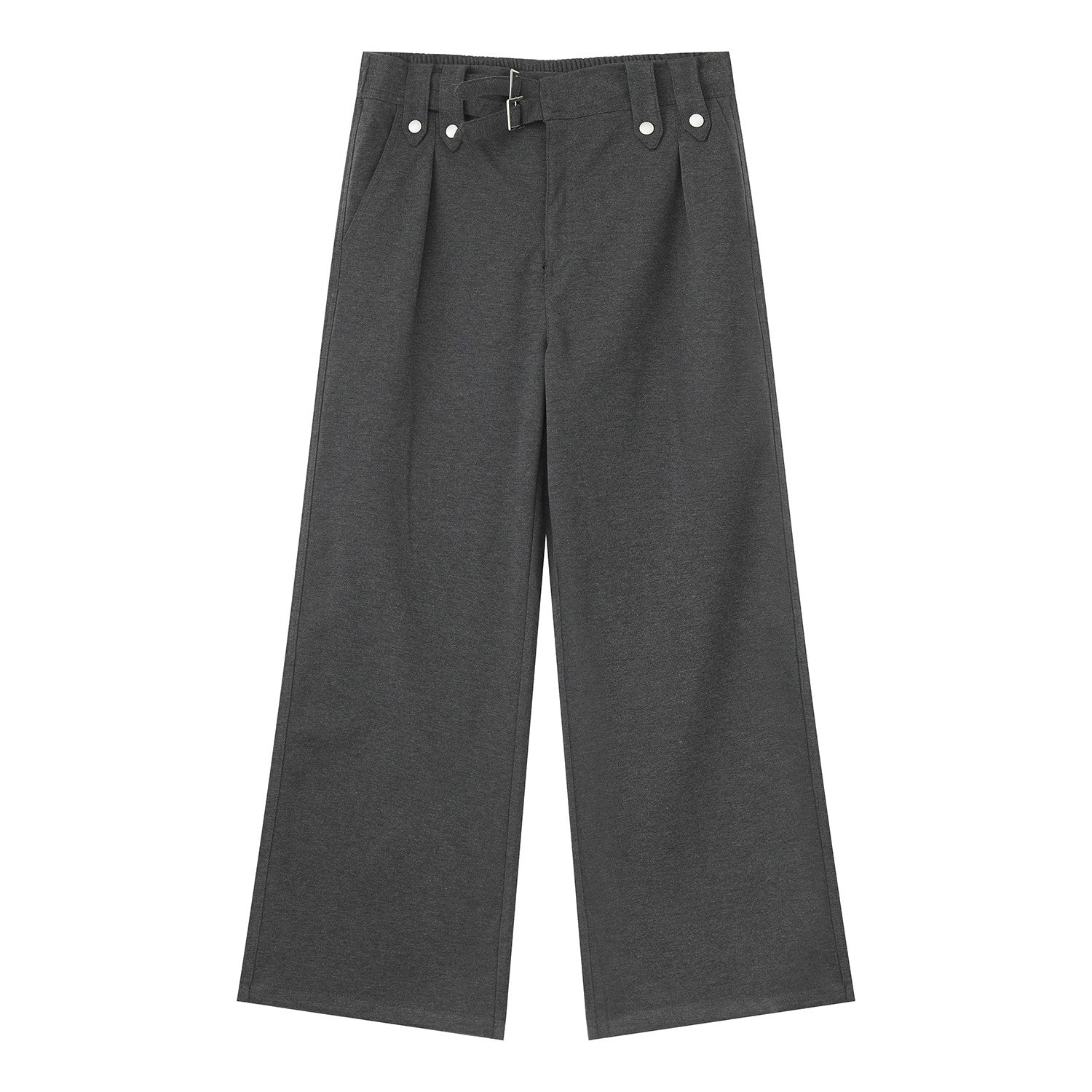 Vintage Metal Button Belted Relaxed Wide Leg Trousers