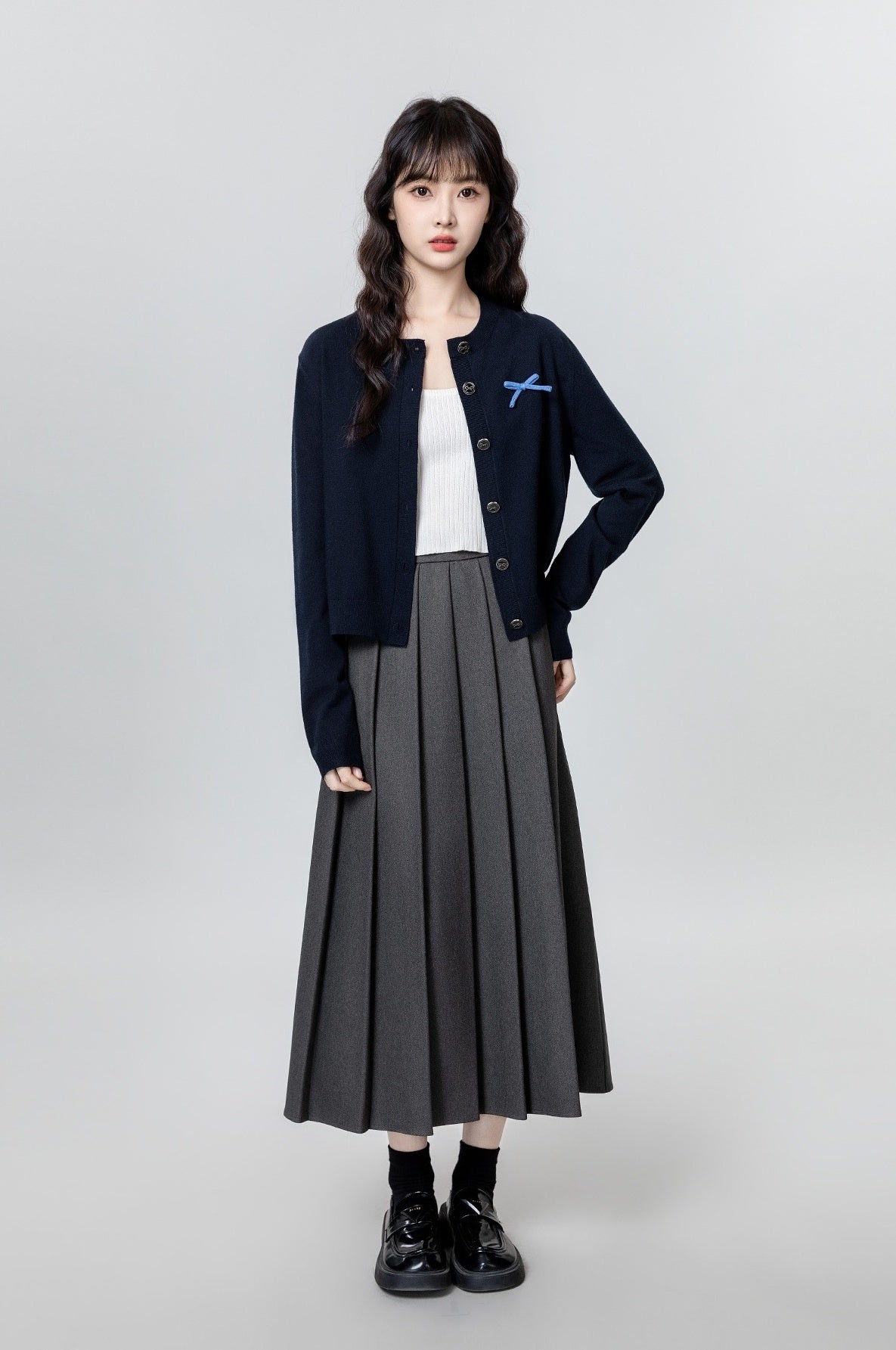 Vintage Navy Knitted Cardigan Sweater