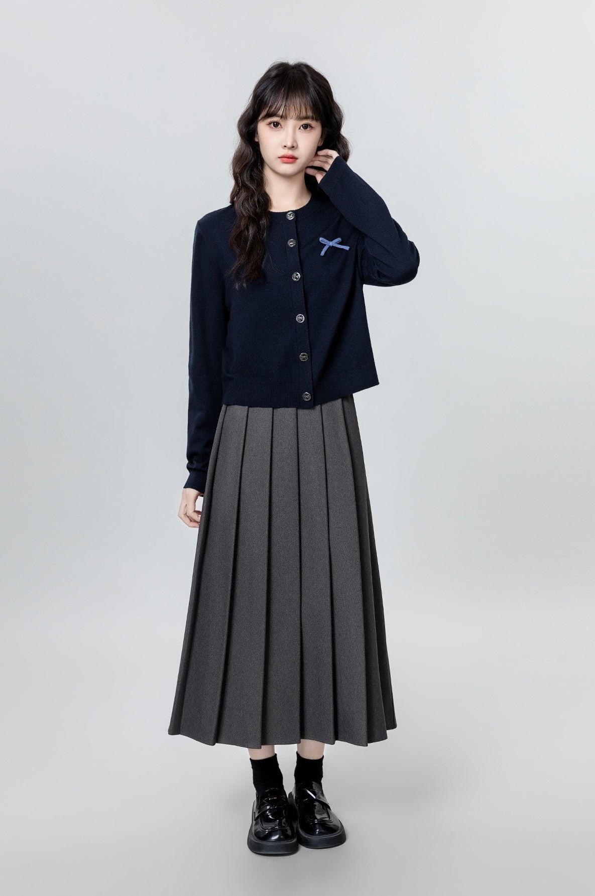 Vintage Navy Knitted Cardigan Sweater