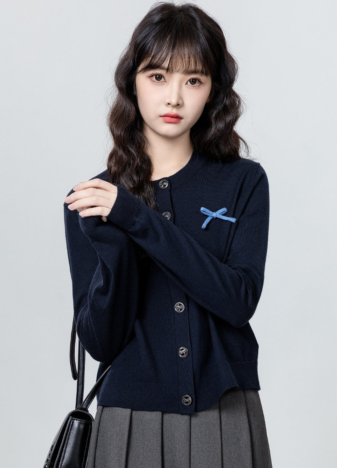 Vintage Navy Knitted Cardigan Sweater