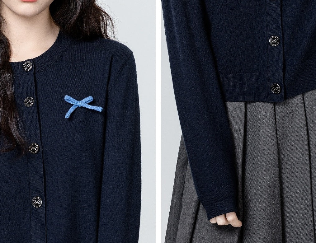 Vintage Navy Knitted Cardigan Sweater