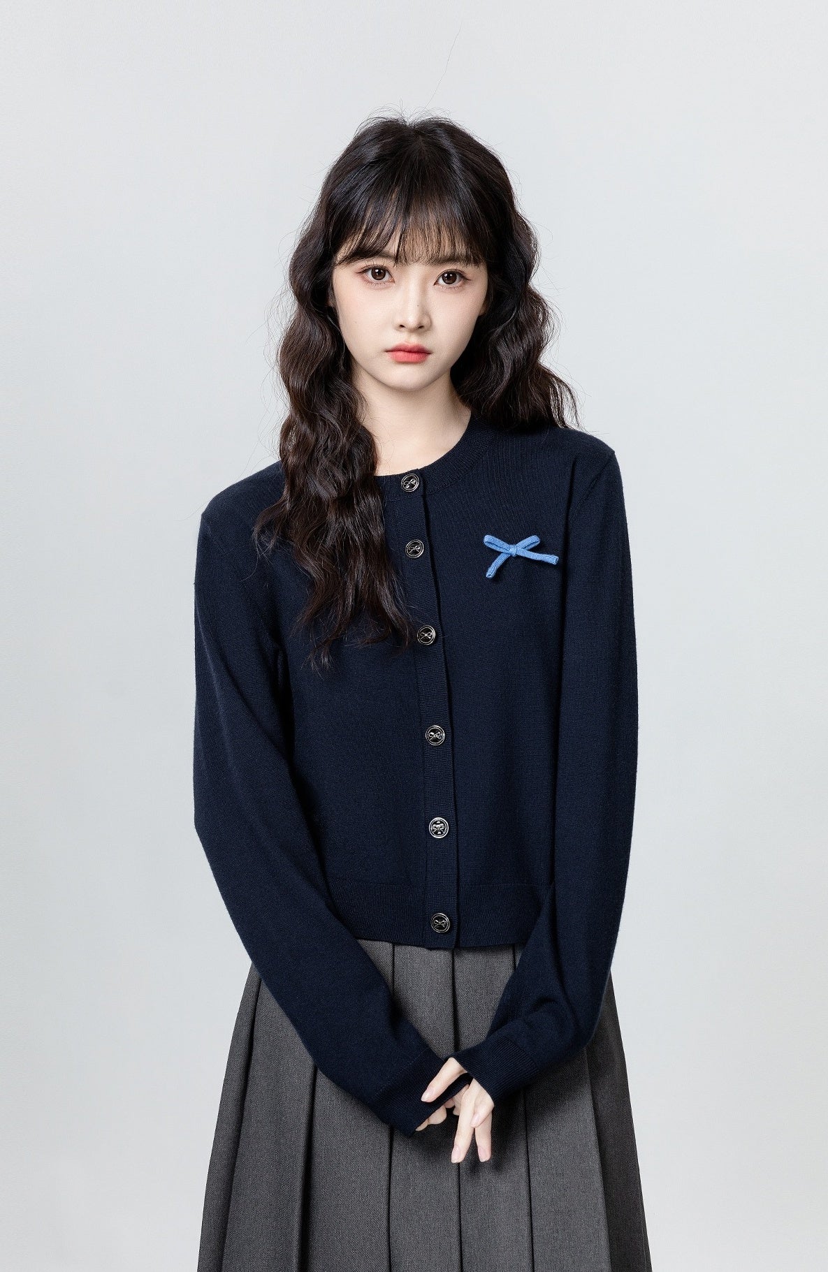 Vintage Navy Knitted Cardigan Sweater